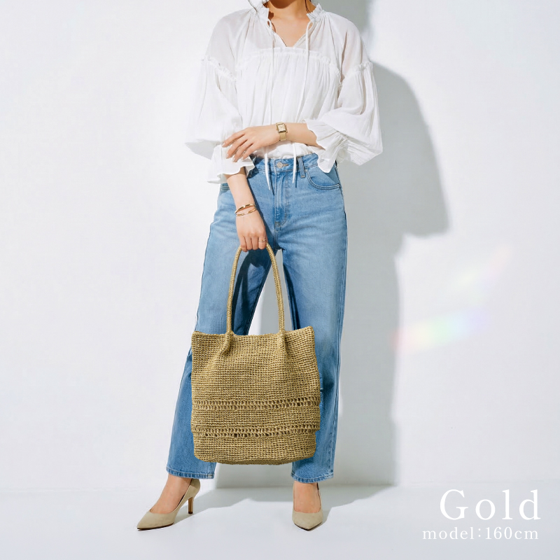 かごバッグ トートバッグ レディース A4 通勤バッグ 軽い 軽量 メタリック コード編み 編み込み ラシエム | LASIEM | 09