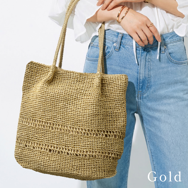 かごバッグ トートバッグ レディース A4 通勤バッグ 軽い 軽量 メタリック コード編み 編み込み ラシエム | LASIEM | 10