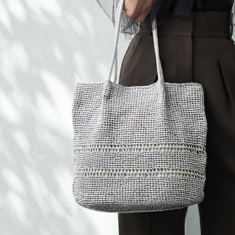 かごバッグ トートバッグ レディース A4 通勤バッグ 軽い 軽量 メタリック コード編み 編み込み ラシエム | LASIEM | 02