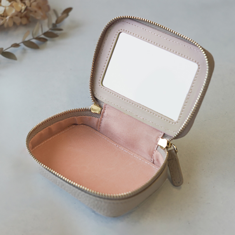 リップケース 本革 鏡付き ミニポーチ 口紅ケース 小物入れ