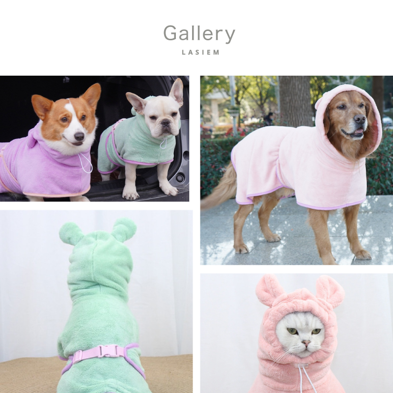 ペット 吸水タオル バスタオル バスローブ 着れるバスタオル 犬用バスローブ マイクロファイバー ラシエム |  | 22