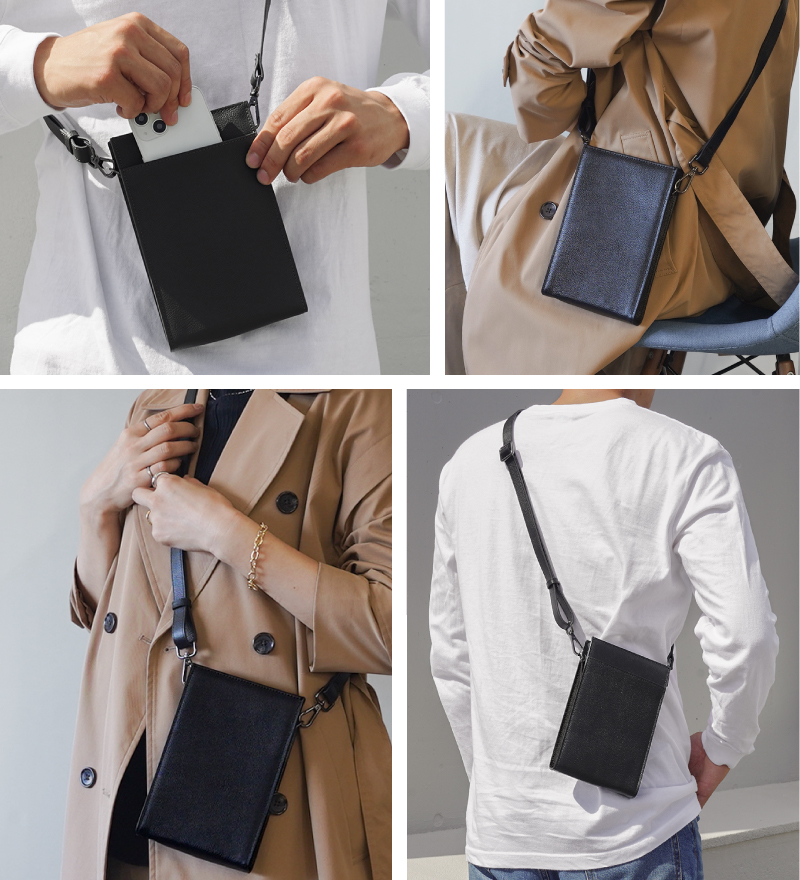 スマホポシェット メンズ スマホポーチ 縦型 本革 革 ショルダー バッグ レディース プレゼント ギフト ラシエム | LASIEM | 09