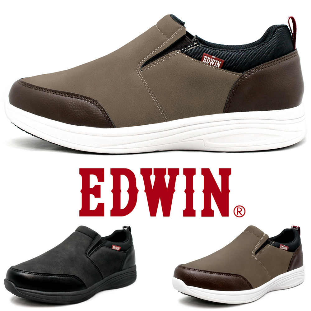 EDWIN（エドウィン） 6E 幅広 スニーカー 紐なし スリッポン