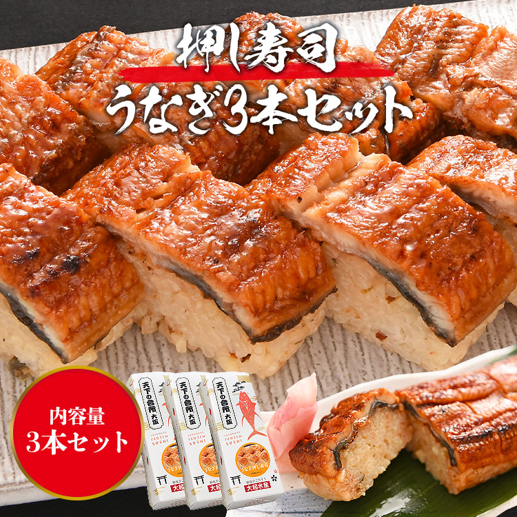 大起水産 押し寿司 うなぎ 3本セット 8貫入x3P(計24貫) 送料無料 すし