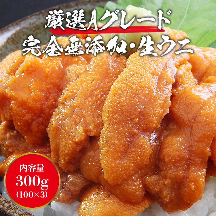 うに 無添加生うに 100g×3パック 究極Aグレード 生ウニ みょうばん