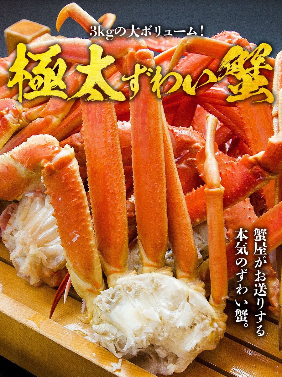 かに 特大4Lサイズ ボイル ずわい蟹 3kg 送料無料 冷凍便 蟹 カニ ずわいがに ズワイガニ 送料無料 グルメ 食品 ギフト  :zkani-071:食の達人森源商店 - 通販 - Yahoo!ショッピング
