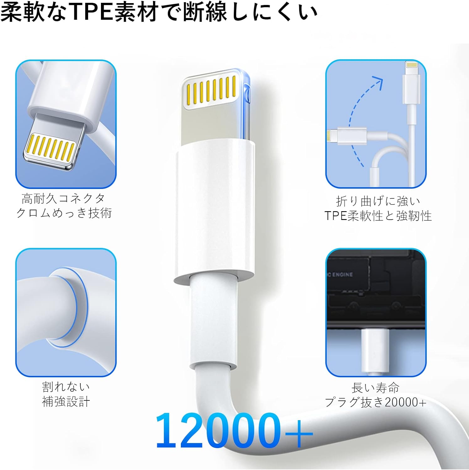 USB-C to Lightningケーブル 【MFi認証】 iPhone ケーブル 12W対応 PD