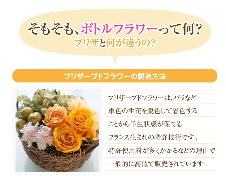 枯れない洋ランギフト 国産ボトルフラワー 『森のグラスブーケ