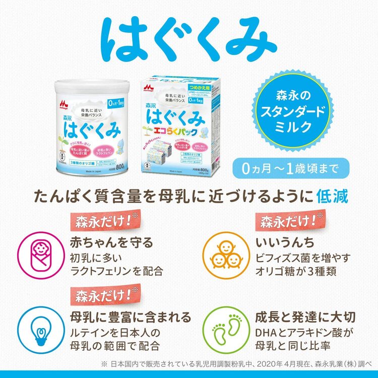 森永乳業 公式 粉ミルク はぐくみ 大缶 800g 4個 セットミルク 缶