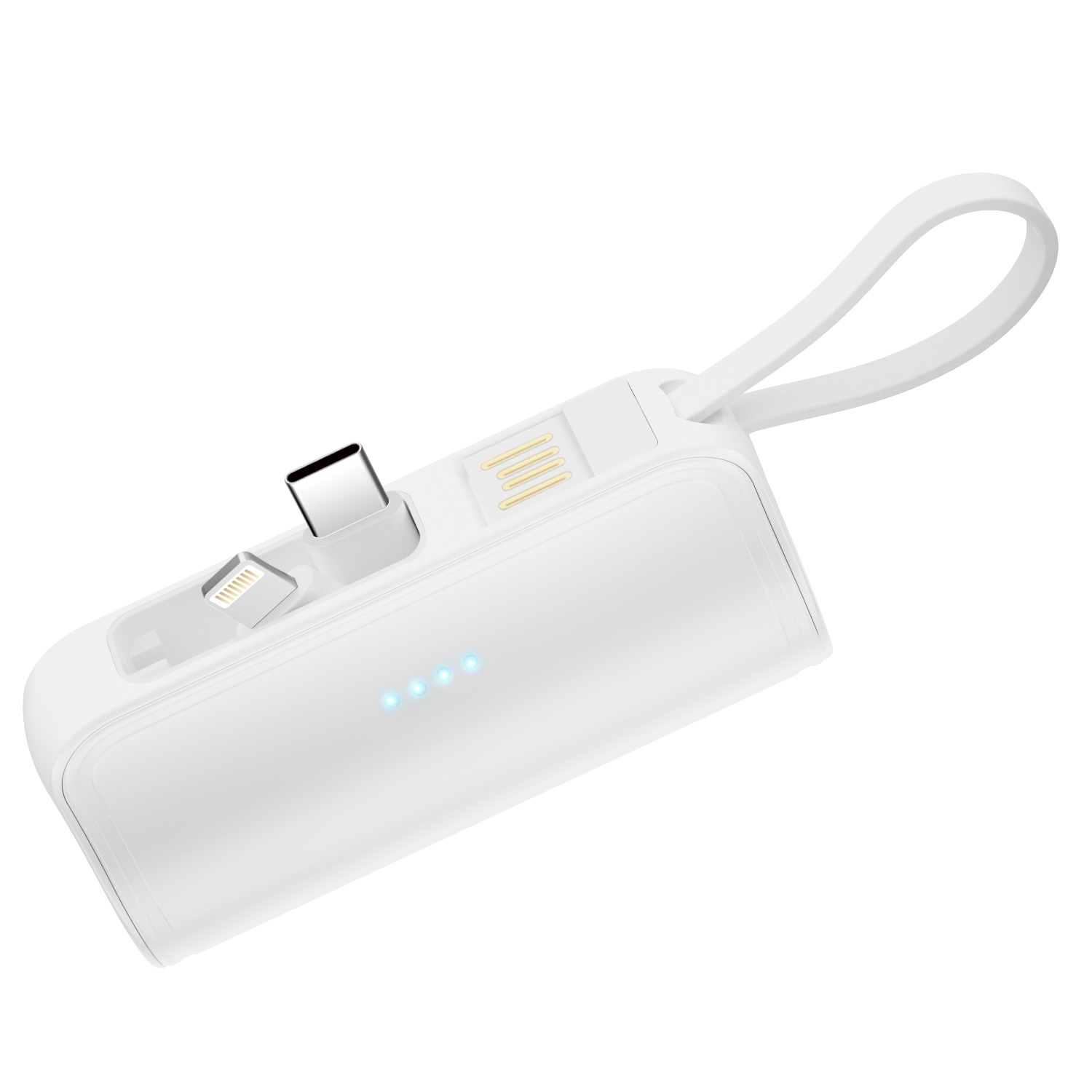 モバイルバッテリー  5000mAh Q20 収納式コネクタ 2.4A急速充電  残量表示 小型 MFI認証 大容量 携帯充電器 2in1 小型 軽量 iPhone/Android対応 | MOTTARI | 01