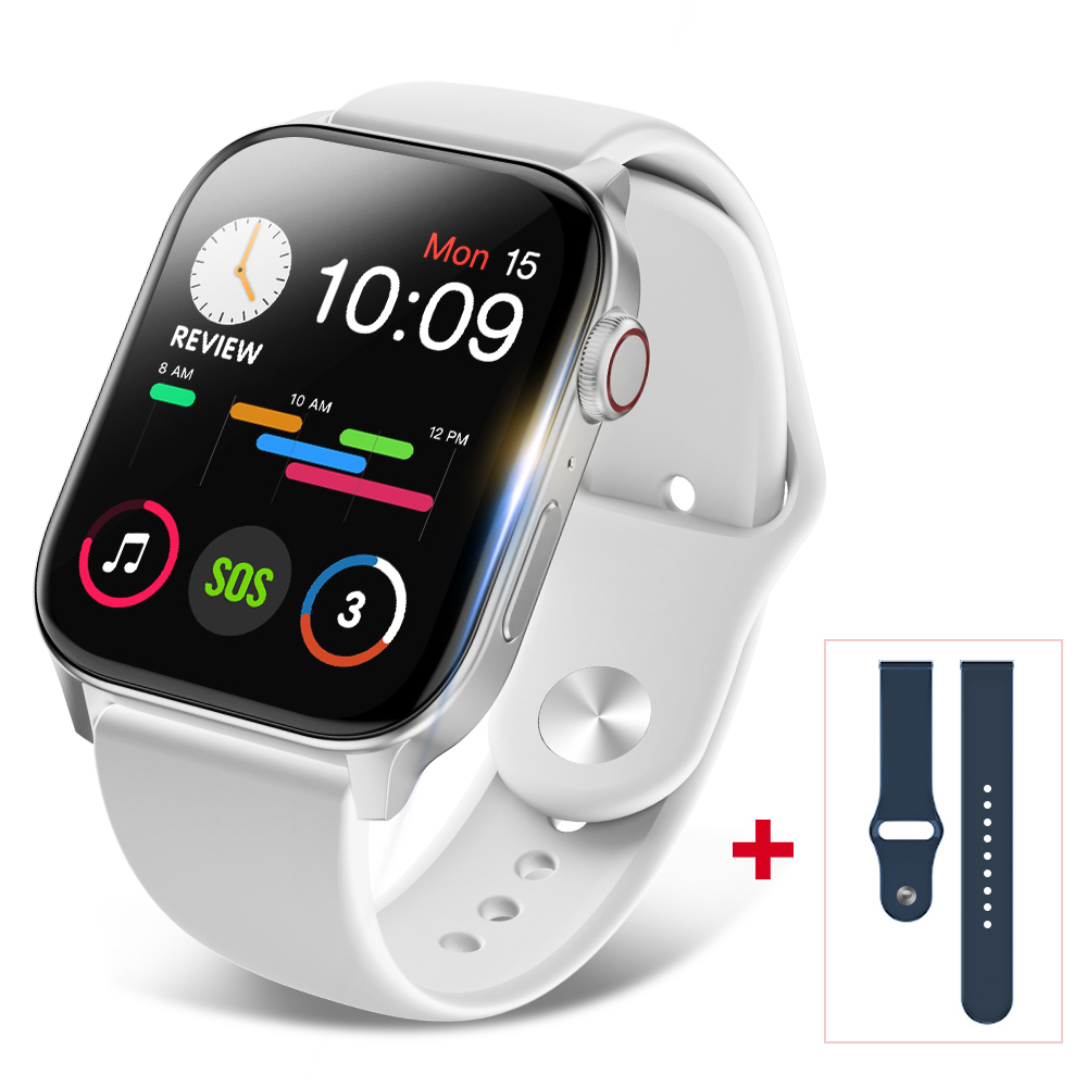 スマートウォッチ N10 Bluetooth通話対応 2色ベルト 簡単健康管理 自動体温検知 血圧測定 心拍数 血中酸素濃度測定 iPhone Android対応