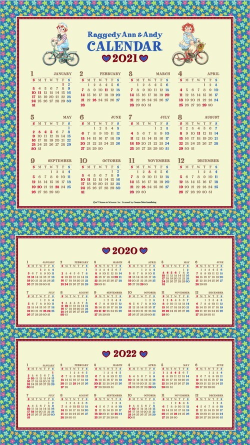 ラガディ、アン＆アンディ2022年壁掛け カレンダー予約販売中！Raggedy WALL Calendar可愛いいイラストカレンダー