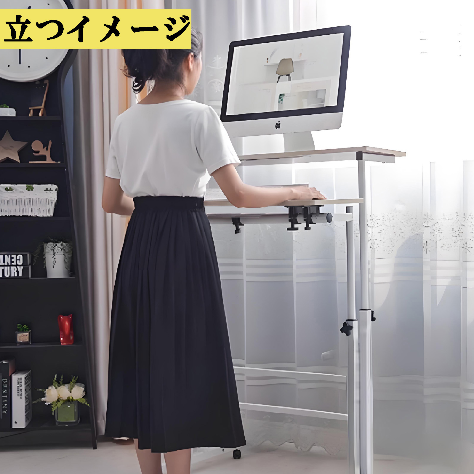 昇降式テーブル キャスター付 昇降デスク スタンディングデスク