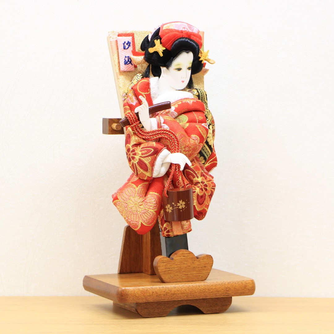 コンパクト羽子板 お祝い 初正月 木目飾台 8号 花小町振袖 汐汲 押絵