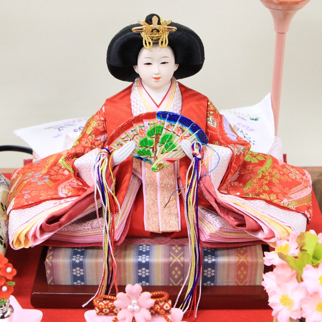 雛人形 コンパクト おしゃれ 紅羽 ピンク木ケース アクリルケース 小三