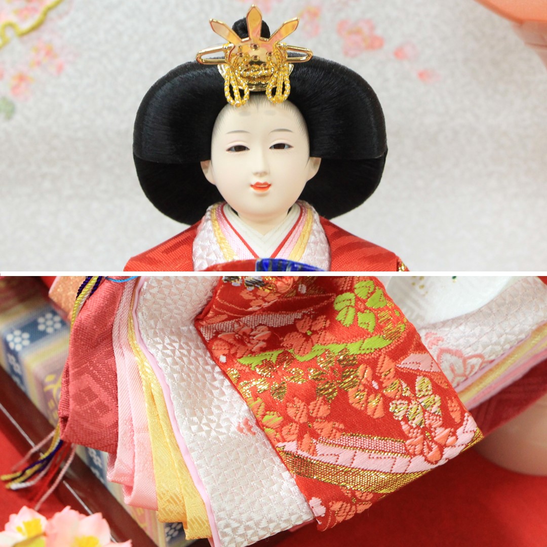 雛人形 コンパクト おしゃれ 紅羽 ピンク木ケース アクリルケース 小三