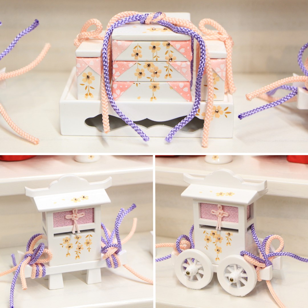 雛人形 おしゃれ 京十二番親王 柳三寸官女 三段飾りなな引出収納屏風玉