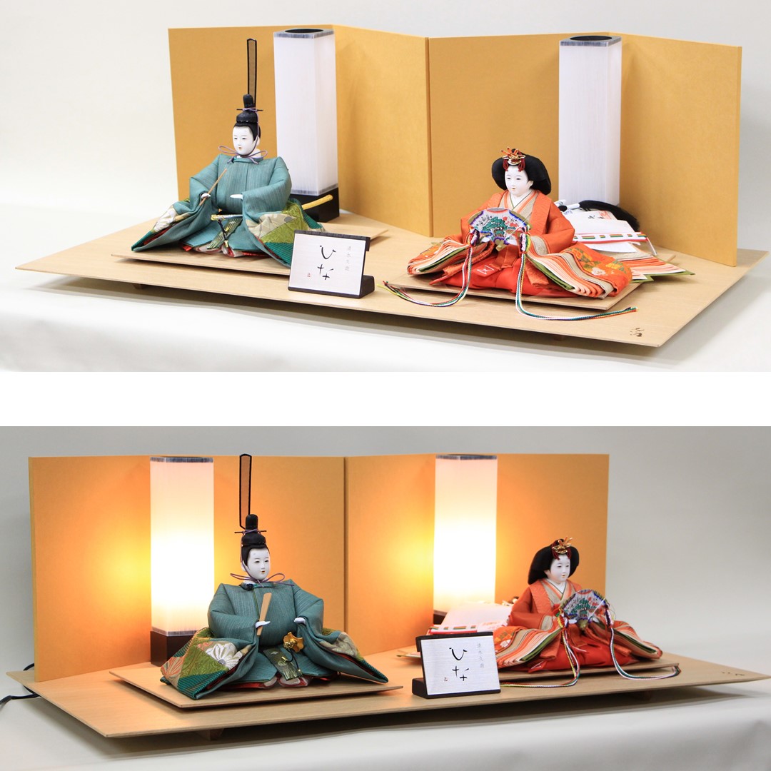雛人形 清水久遊作 ひいな 三五親王飾り 正絹上限定作品 和紙屏風 白木