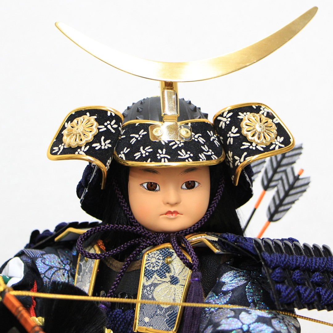 五月人形 3号 伊達政宗公馬乗り大将 黒毛 奉書馬 武将ガラスケース