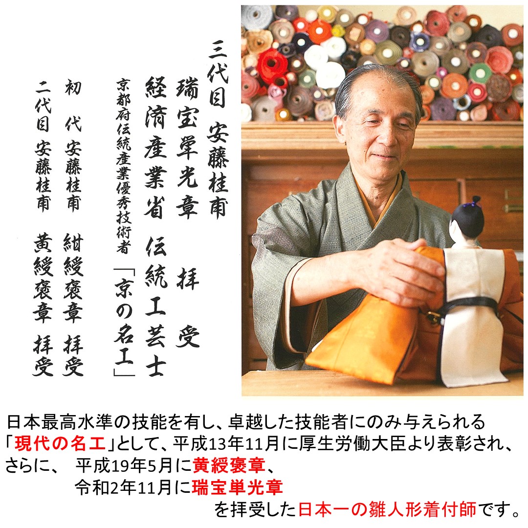 安藤桂甫作 京雛 十三番 雅印 No.6 洋金箔押絹シケ貼り六曲屏風 黒塗り