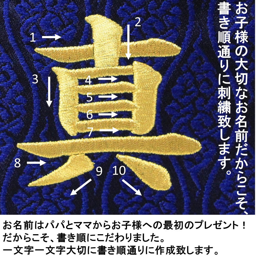 五月人形 名前旗 刺繍 上金彩 雲に龍 黒色 銀文字刺繍 小サイズ 木製