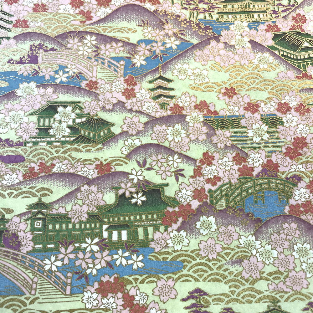 京都の風景 新色 豪華 友禅紙 五重塔 金閣寺 大判 菊判 約63ｘ95cm｜moritawashi｜08