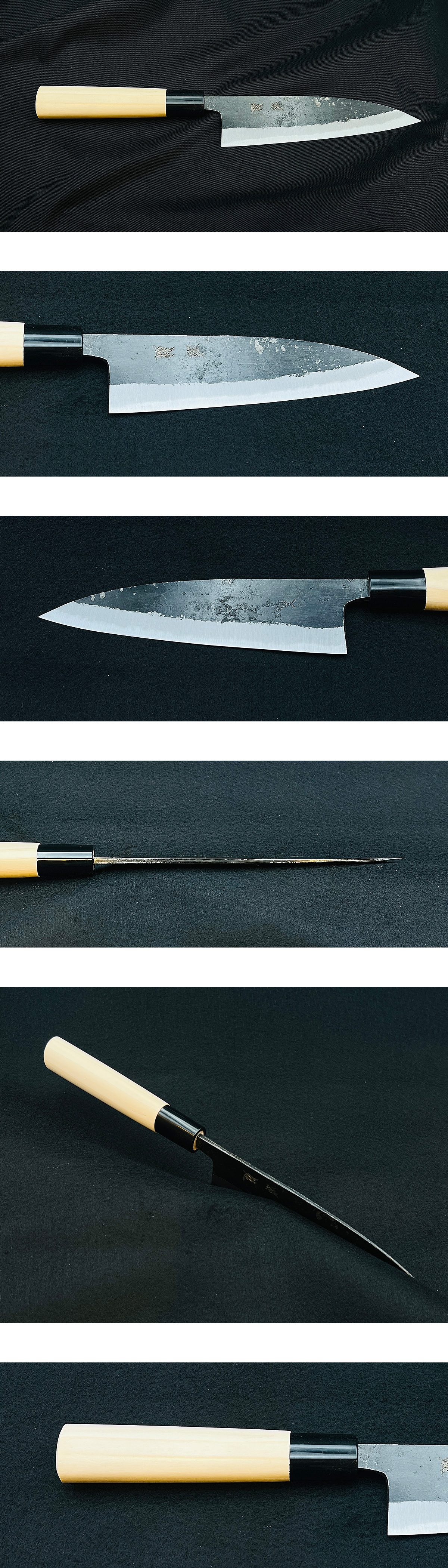 舟行黒打ち包丁 165mm 両刃 青紙2号 朴 日本製 徳蔵刃物 TOKUZO KNIVES
