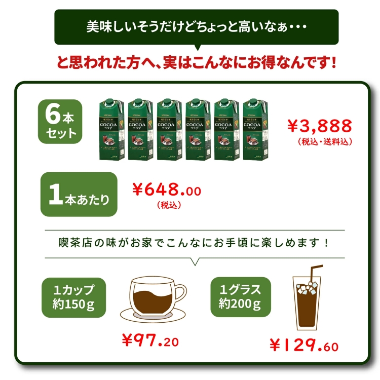 守山乳業（MORIYAMA） 公式ストア 喫茶店の味 ココア 1000g (1L) 6本