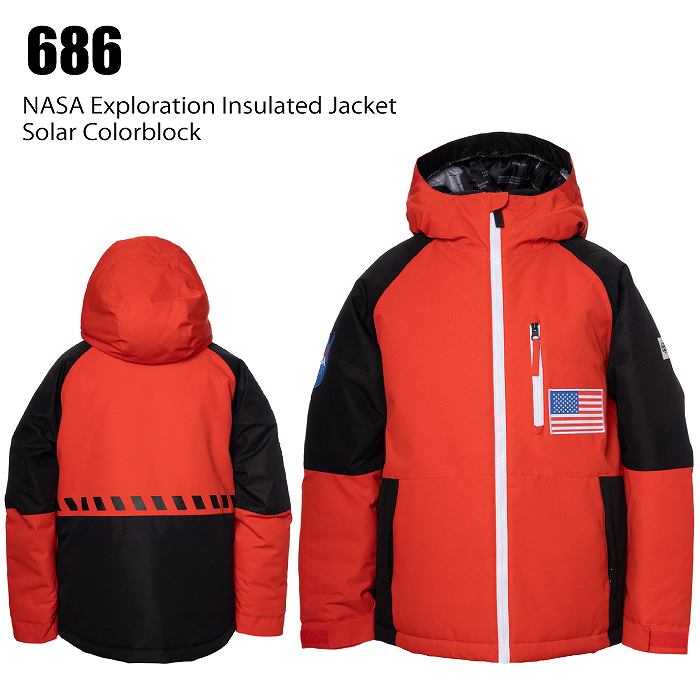 686 NASA スノーボードジャケット 赤黒 686 nasa ウェア 21-22モデル