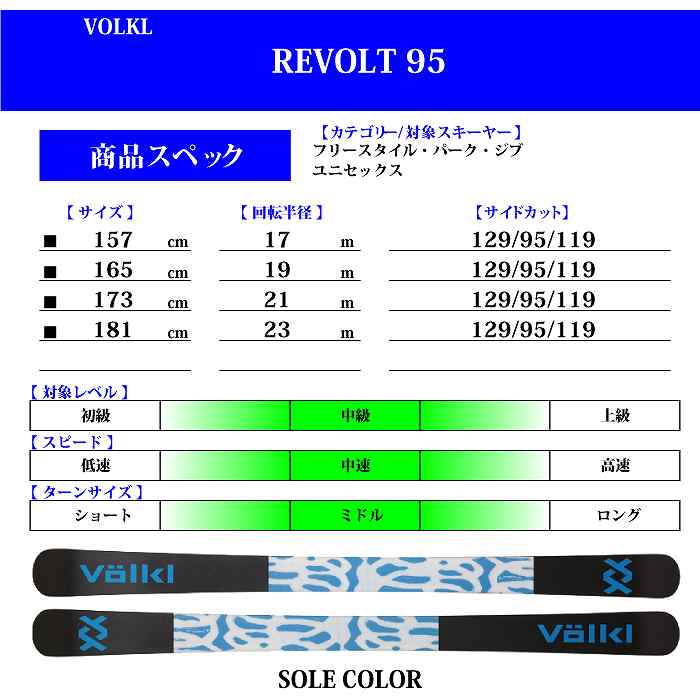 [スキー2点セット]2023 VOLKL フォルクル REVOLT 95 リボルト + 