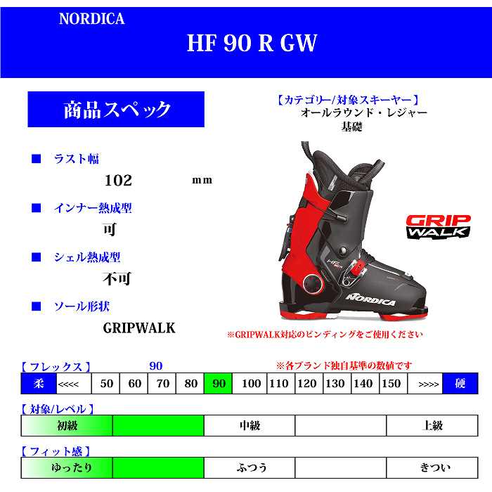 ノルディカ スキーブーツ 2024 NORDICA HF 90 R GW BK/RED/ANT