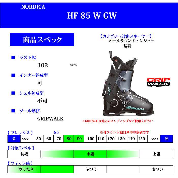 ノルディカ スキーブーツ 2024 NORDICA HF 85 W GW BK/ANT/GRN