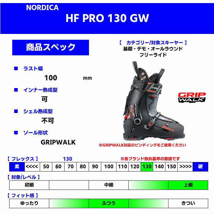 ノルディカ スキーブーツ 2025 NORDICA HF PRO 130 GW BK/ANT/RED