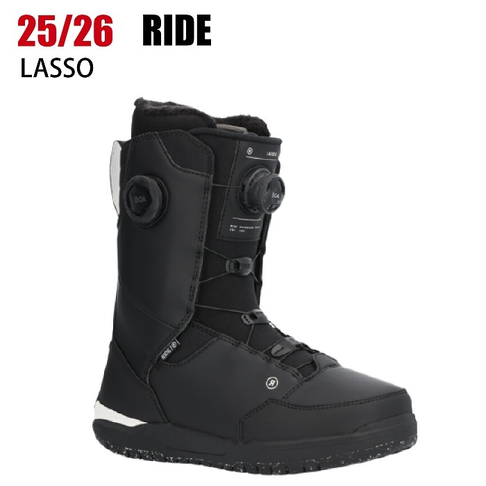 RIDE LASSO26cmライド ラッソ スノーボードブーツ　ダブルボアboa 2026 RIDE ライド LASSO ラッソ BLACK 25-26 ダブルBOA スノーボード