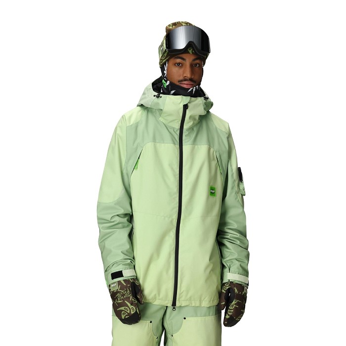 686 シックスエイトシックス M5WN160 686 HUF DOUBLE H SHELL JACKET HUF GREEN COLORBLOCK ウェア 686ウェア 25-26モデル 686 シックスエイトシックス M5WN160 HUF DOUBLE H SHELL JACKET GREEN
