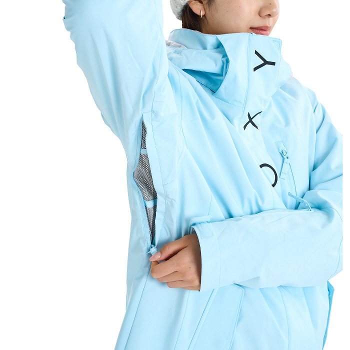 【美品】ROXY 海中モチーフ 鮮やかなブルー スノージャケット M スリム♡ z-mall_24231080