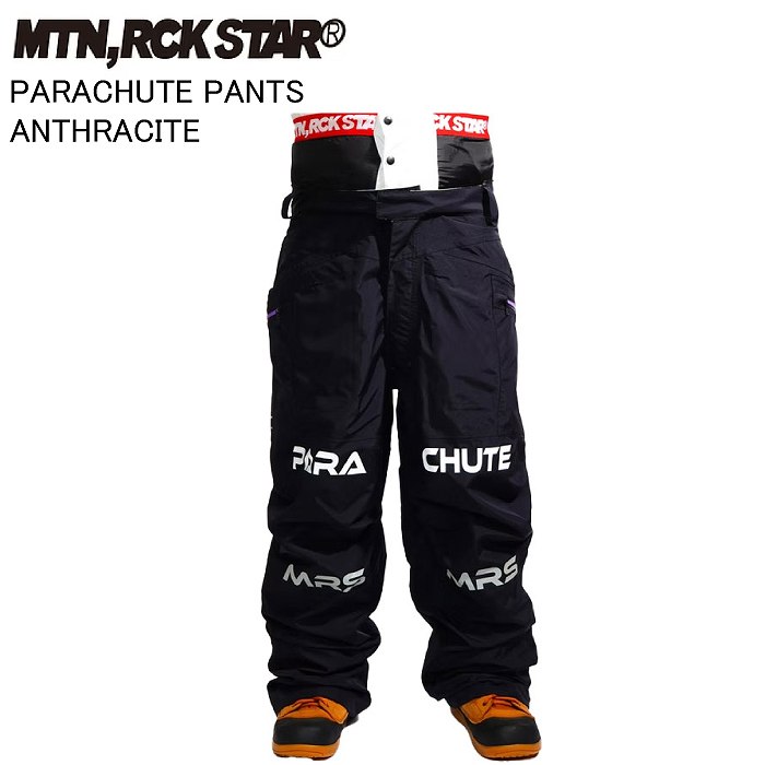 24-25モデルMTN.RCK STAR パラシュートデザイ ブラック MTN.ROCK STAR マウンテンロックスター PARACHUTE PANTS パラシュート