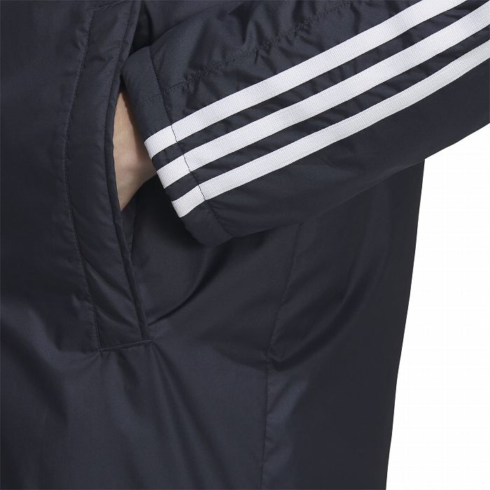 L アディダス スリーストライプス ロング ボア コート JG8513 紺 ADIDAS アディダス マストハブ スリーストライプス ロングボアコート