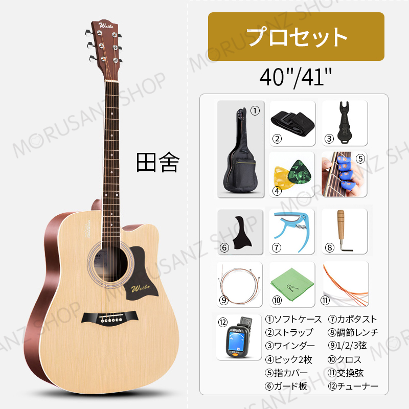 ギター 初心者 アコースティックギター 入門 子供向け 10/12点セット