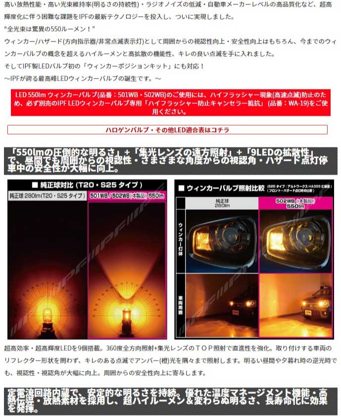 IPF IPF LEDウィンカーバルブ専用 ハイフラッシャー防止キャンセラー