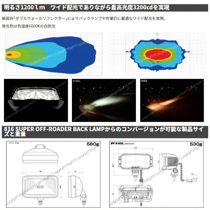 IPF LEDバックランプ 12v/24v 12W 6000K 競技専用 1個入り 埋め込みタイプ 海外モデル〔816XLFM〕 : ipf- 816xlfm : モーストプライス - 通販 - Yahoo!ショッピング