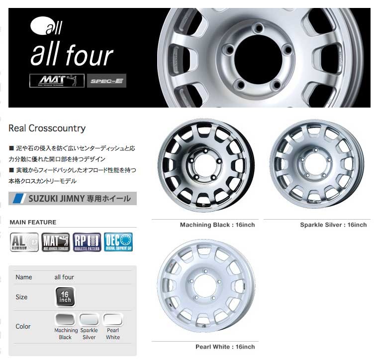 ENKEI エンケイ オールフォー all four 16インチ 5.5J 20 5-139.7