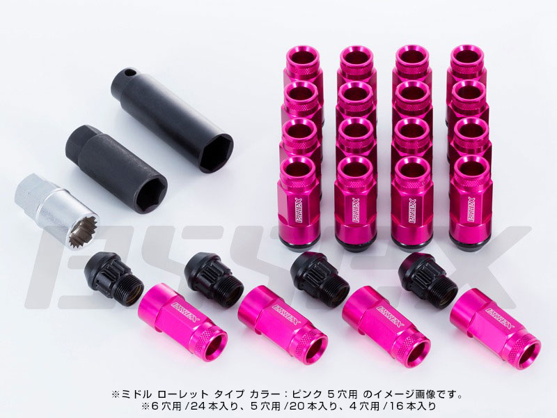 CRS ESSEX エセックス 2PCシェルナット ミドル ローレットタイプ ロックナット付 M12xP1.25 19HEX 全長35mm 4穴用 16本入り 〔ES-3066-01-**〕｜mostprice｜12