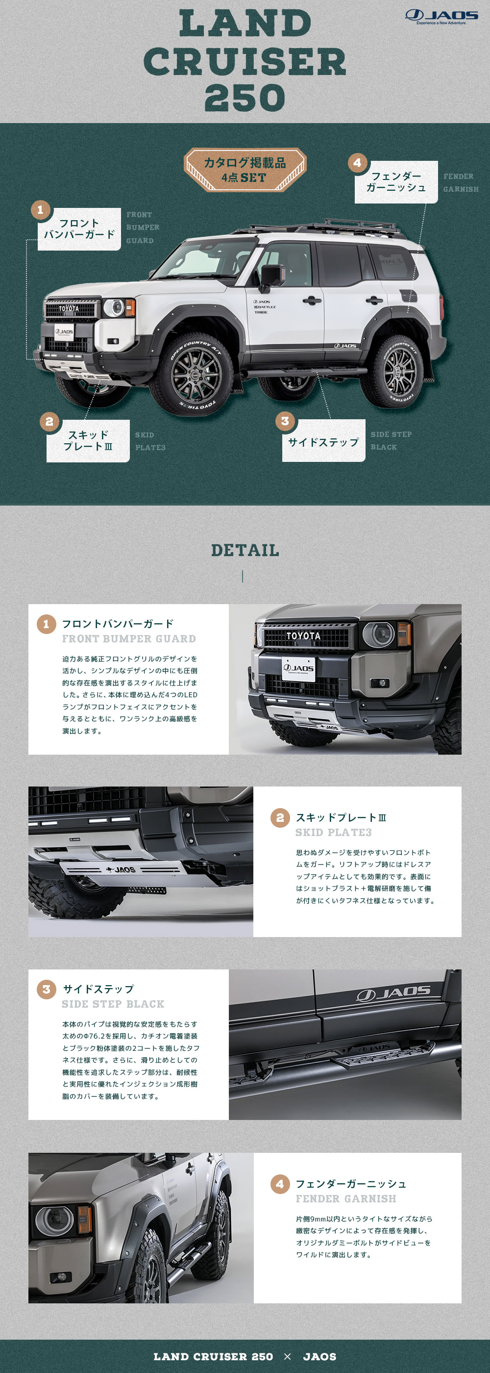 JAOS ジャオス ランクル250 フロントバンパーガード〔B016068MB
