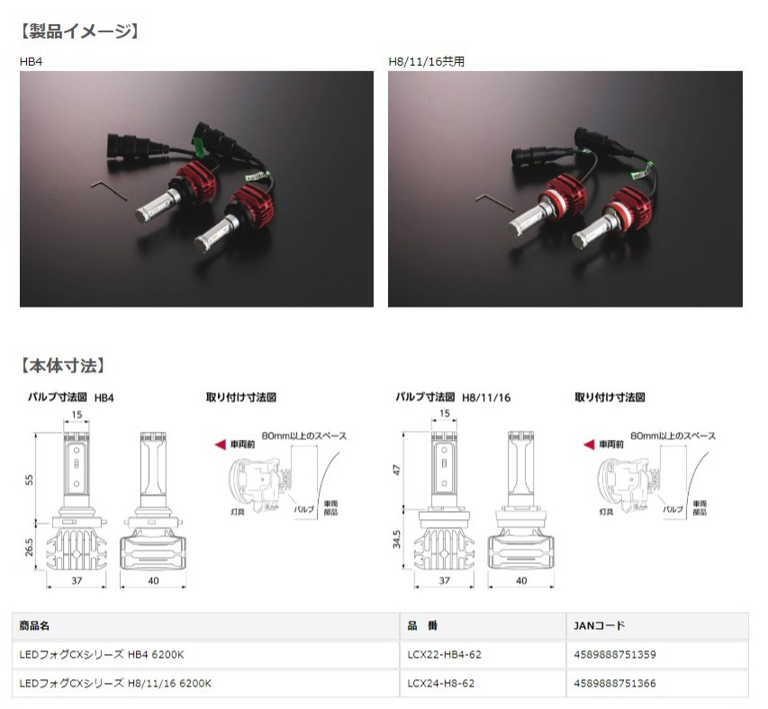 ヴァレンティ（VALENTI） ジュエルLEDフォグバルブ CXシリーズ HB4