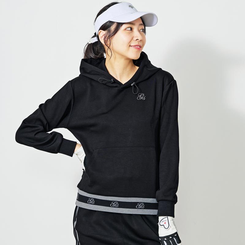 ジーフォア ゴルフ レディース ジャケット パーカー トップス ブラック ゴルフウェア レディース gs GOLF プルパーカー フーディー スウェット