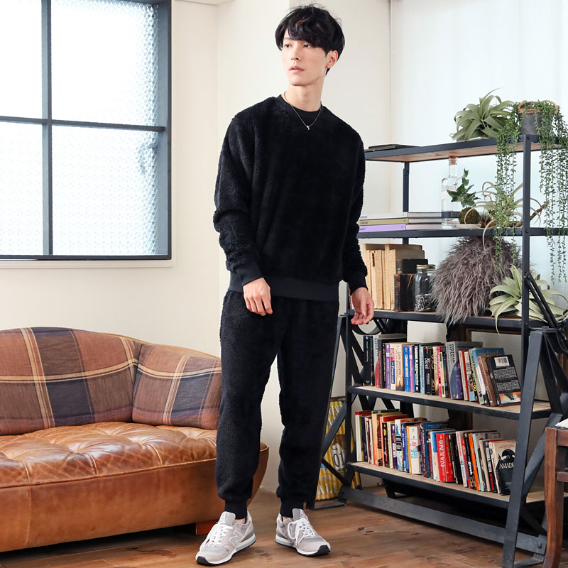 モコモコ フリース セットアップ 上下セット 送料無料】 ルームウェア メンズ 大きいサイズ もこもこ ボア