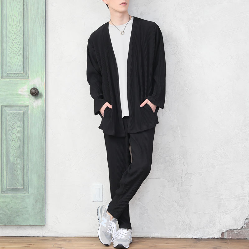 ホワイトプリーツカーディガンセット joker（ジョーカー） セットアップ メンズ 春夏 カーディガン 薄手