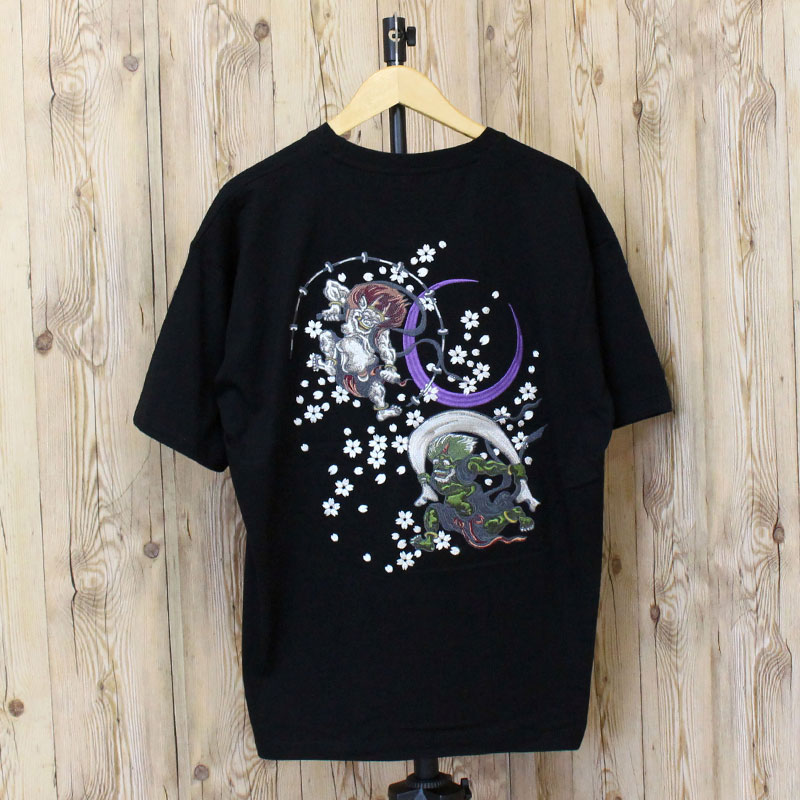 Tシャツ メンズ 半袖 刺繍入り スカジャンの柄Tシャツ クルーネック