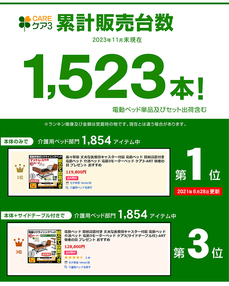 開梱設置付 電動ベッド 介護ベッド リクライニング 3モーターベッド 足